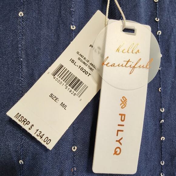PilyQ Angelica Sequin Tunic Cover Up Island Blue‎ Size M/L - Picture 8 of 8